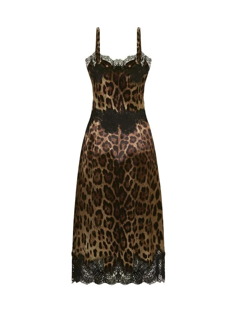 Lace-Trim Midi Dress