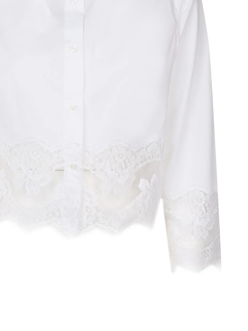 Lace Detailed Cropped Poplin Shirt