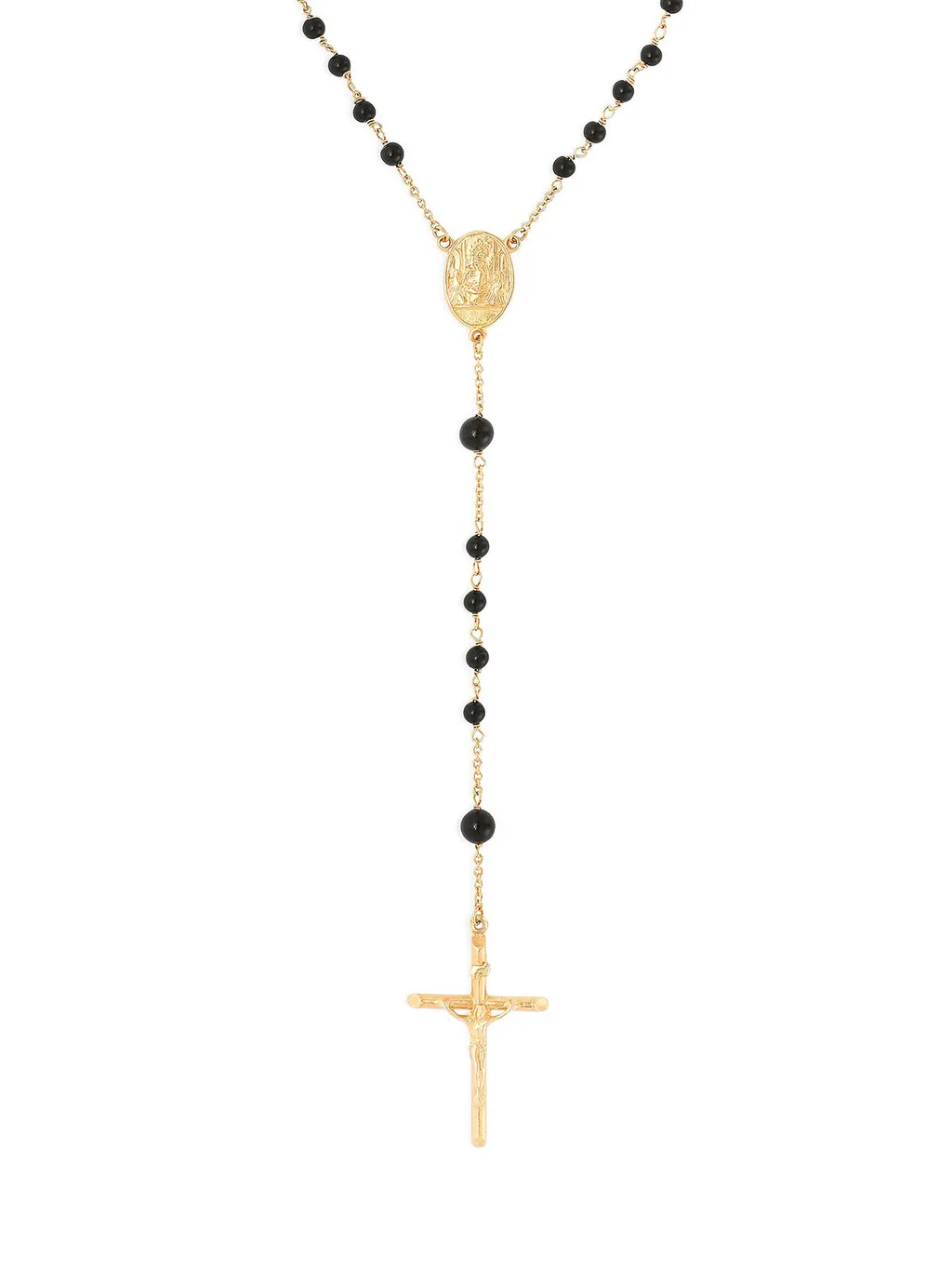 Rosary Cross Pendant Embellished Necklace