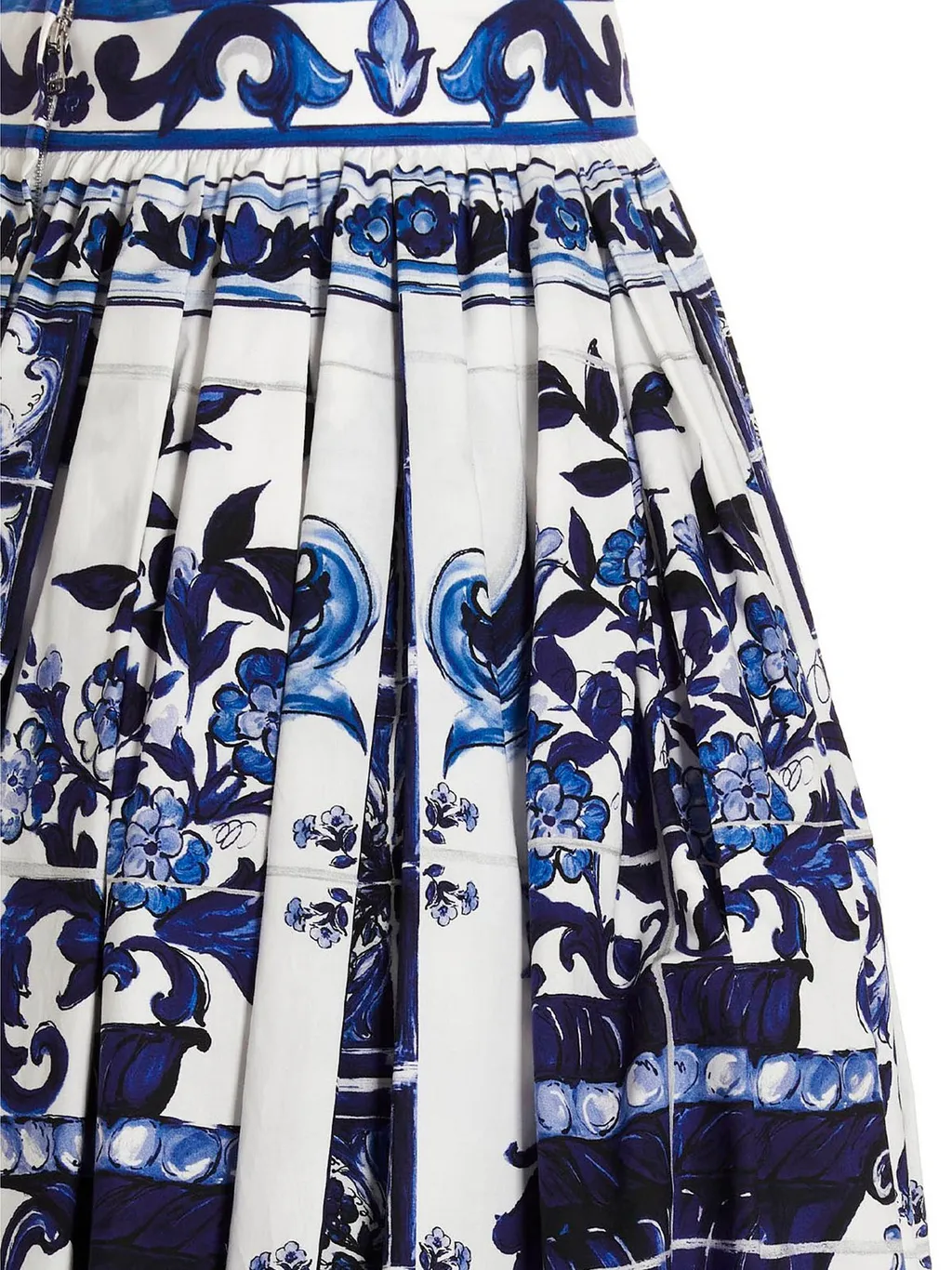 Majolica-Print Poplin Midi Skirt