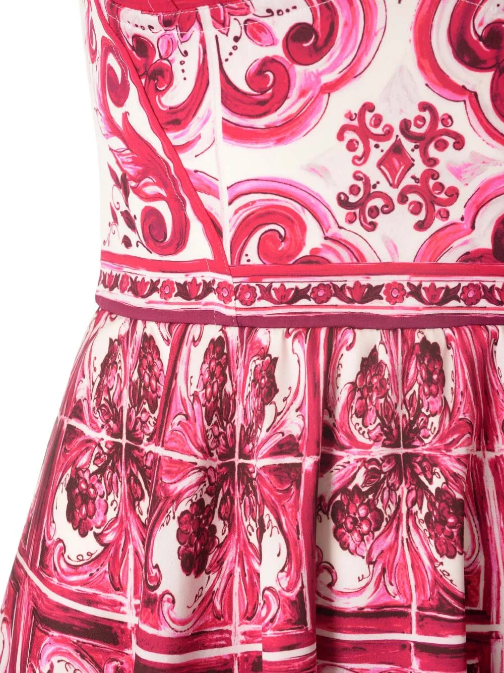 Short Majolica-Printed Charmeuse Bustier Dress