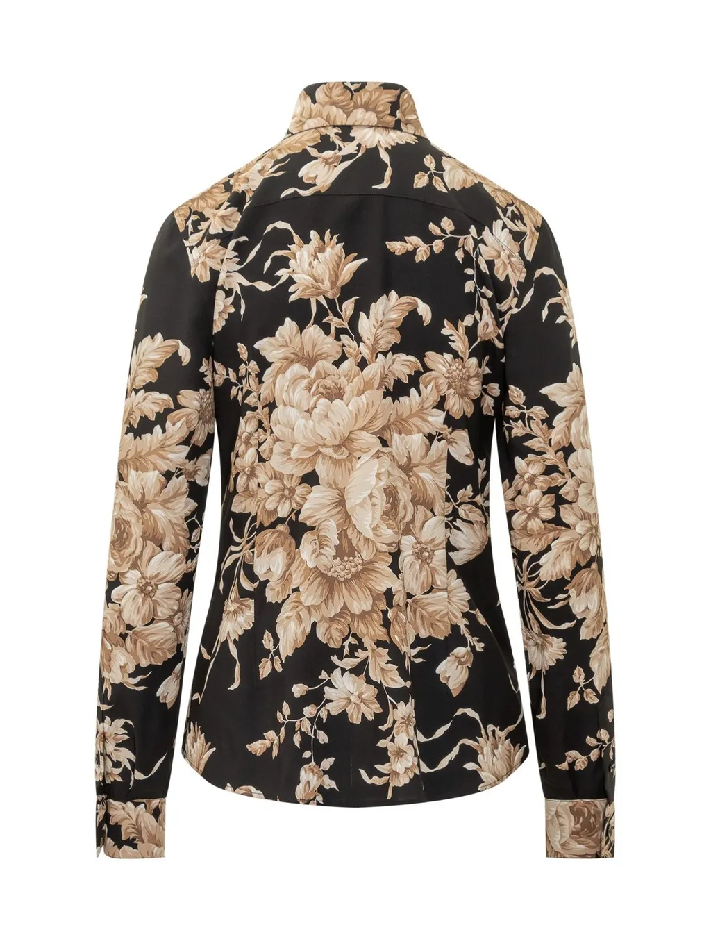 Rose-Printed Charmeuse Shirt