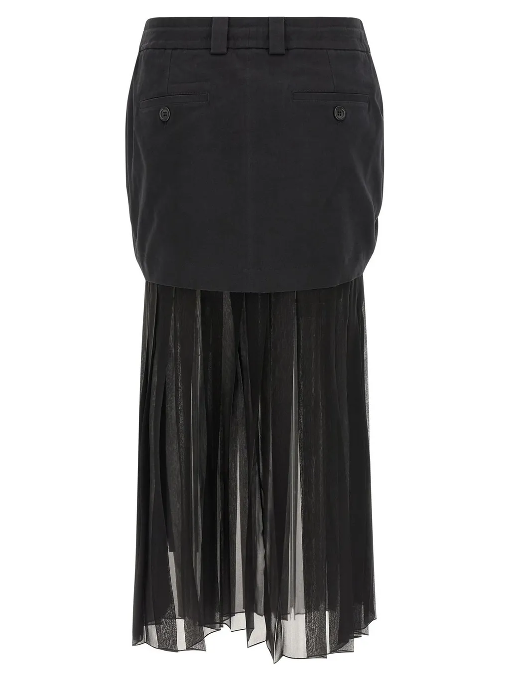Twill Chiffon Midi Skirt