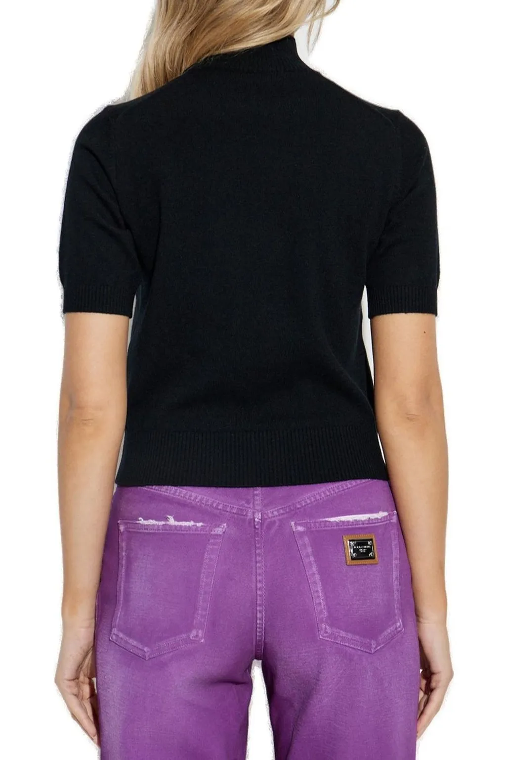 Dg Logo Embroidered Turtleneck Knitted Top