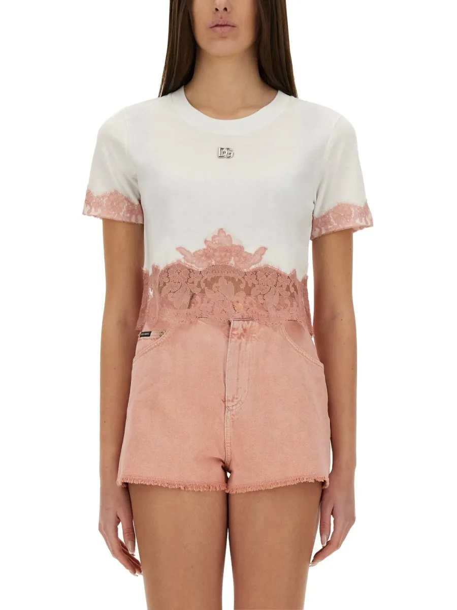 Dg Logo Plaque Cropped Jersey T-Shirt