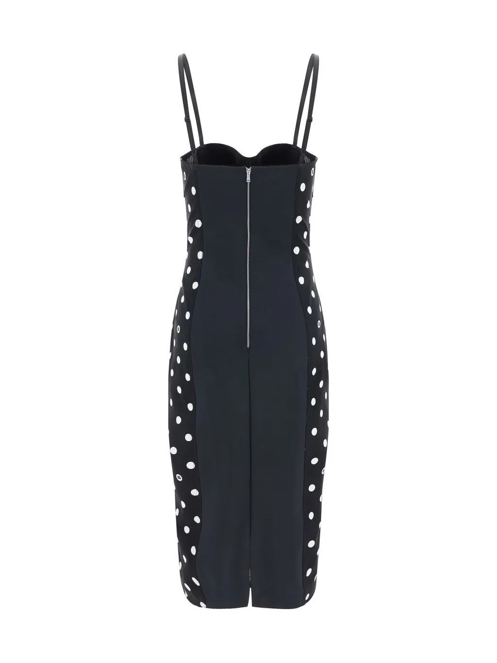 Polka Dot Printed Sweetheart Neck Midi Dress