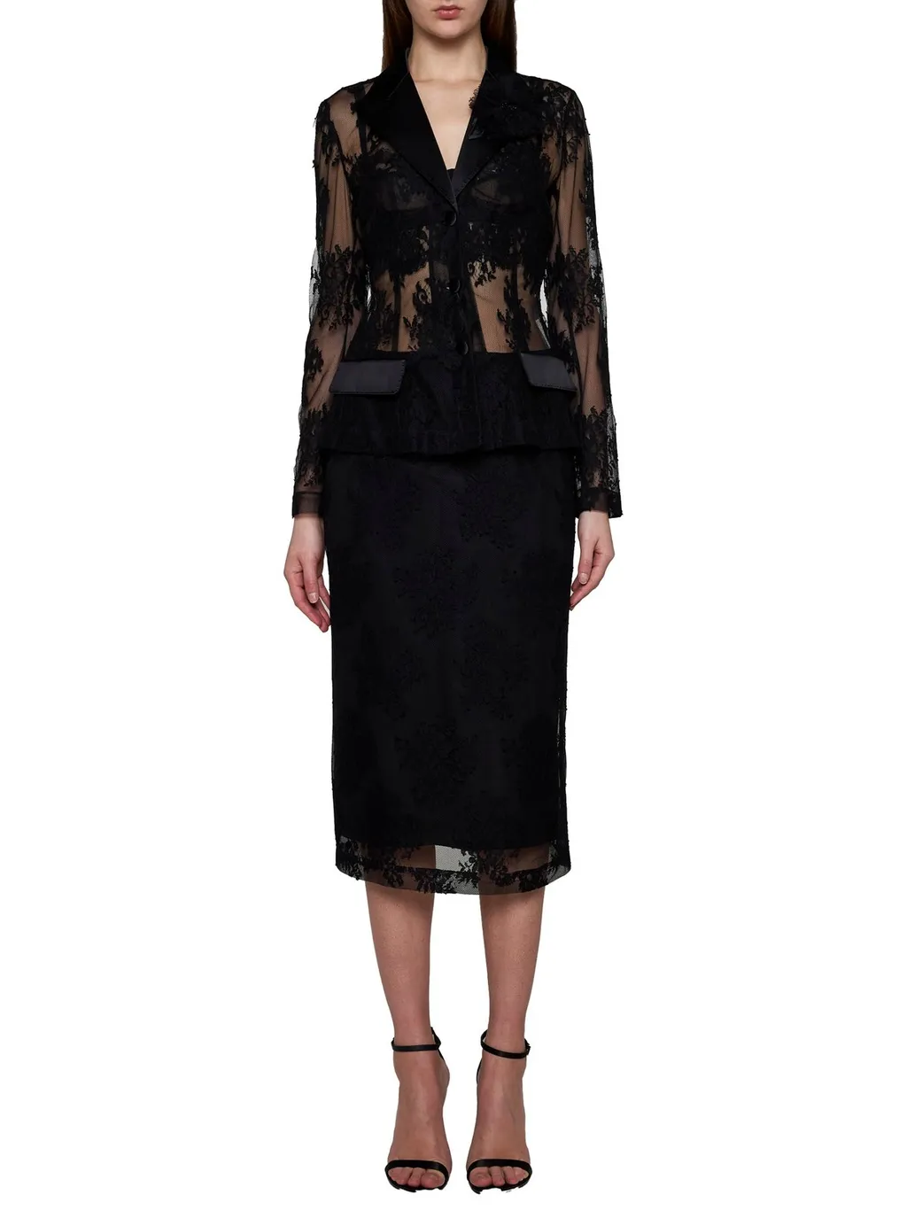 Midi Lace Pencil Skirt