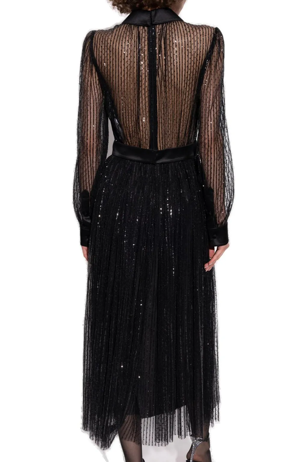 Sequin-Embellished V-Neck Midi Dress