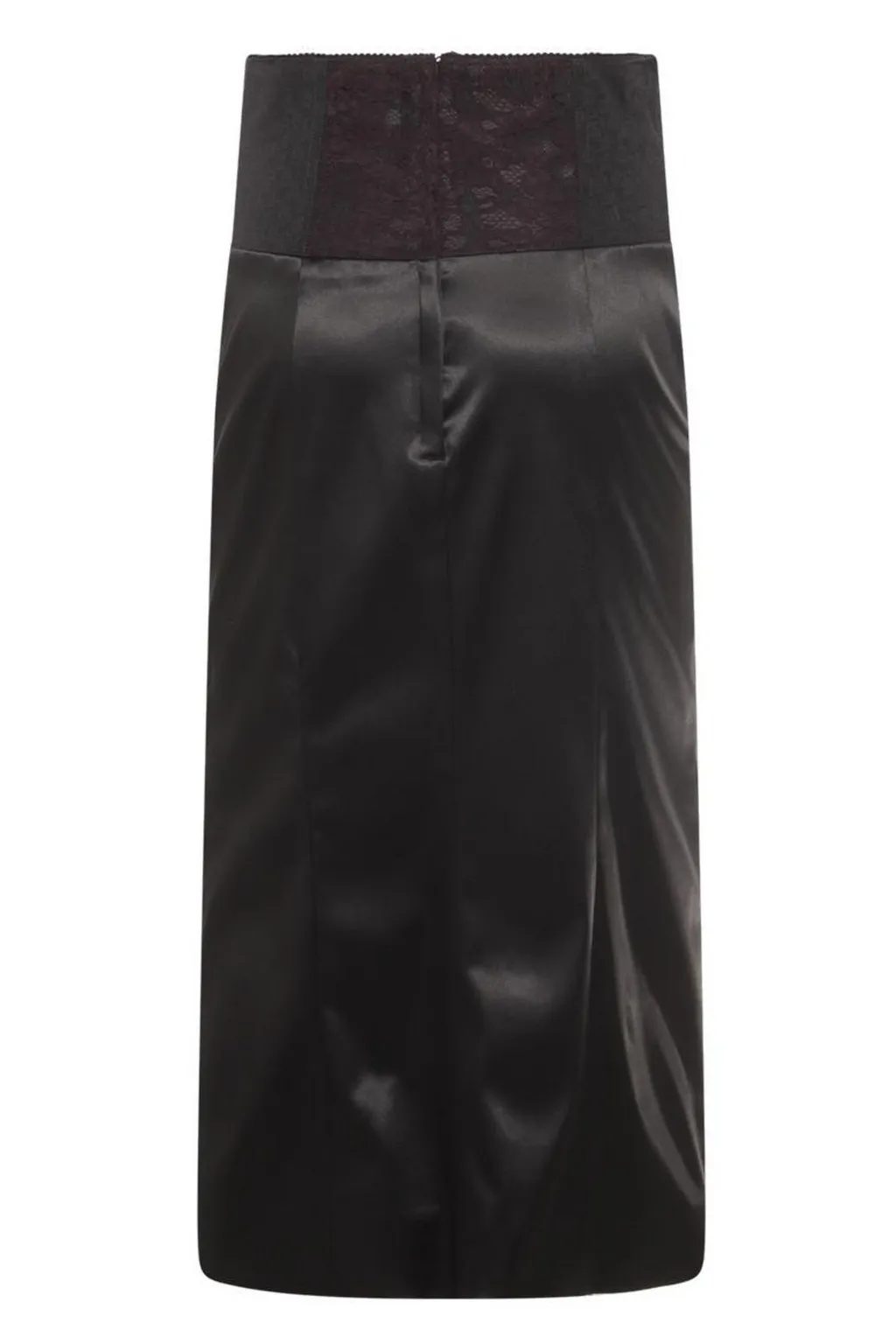 Belt Detailed Satin Calf-Length Skirt