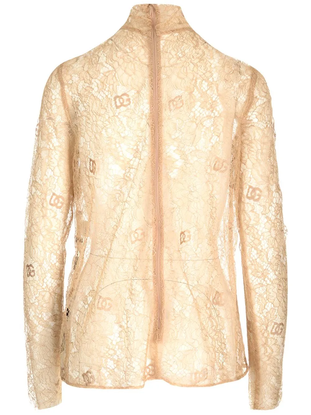 Sheer Lace Straight Hem Blouse