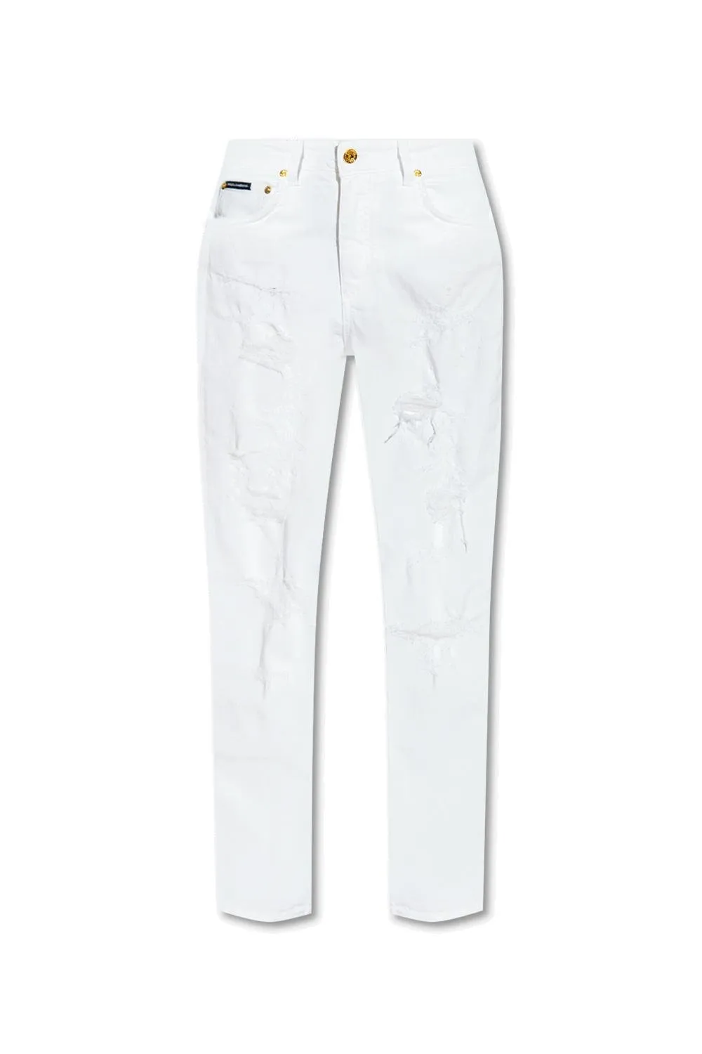 Logo Patch Distressed Boyfriend Jeans