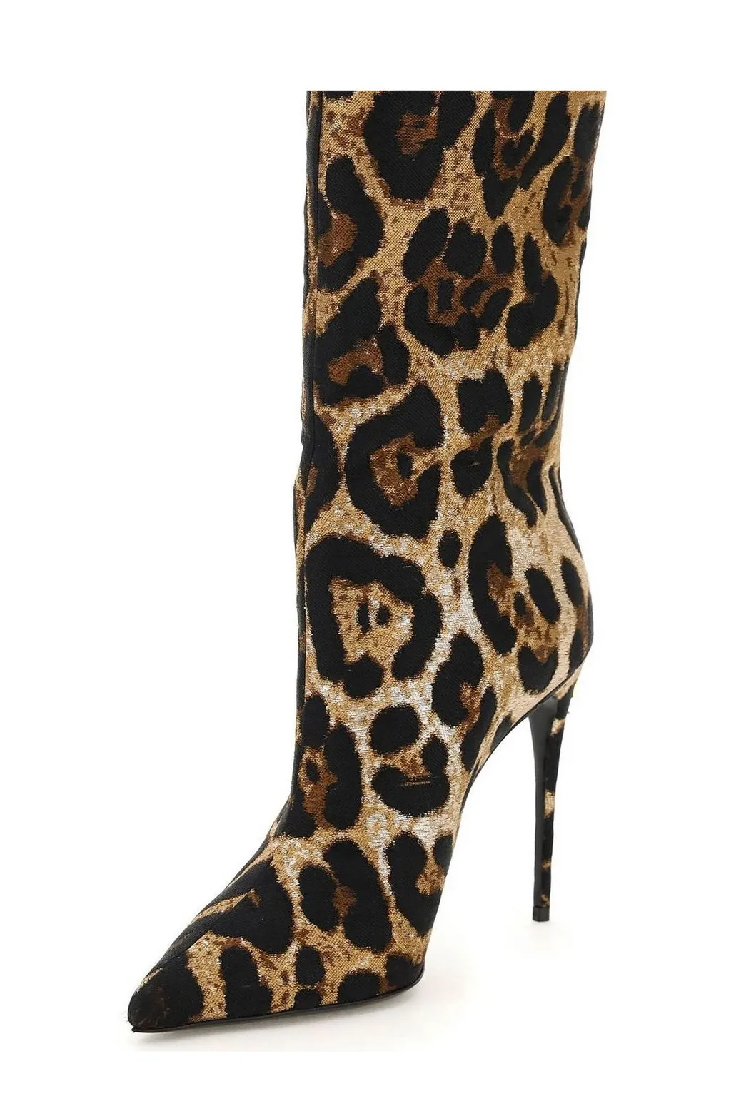 Leopard-Printed Jacquard Boots