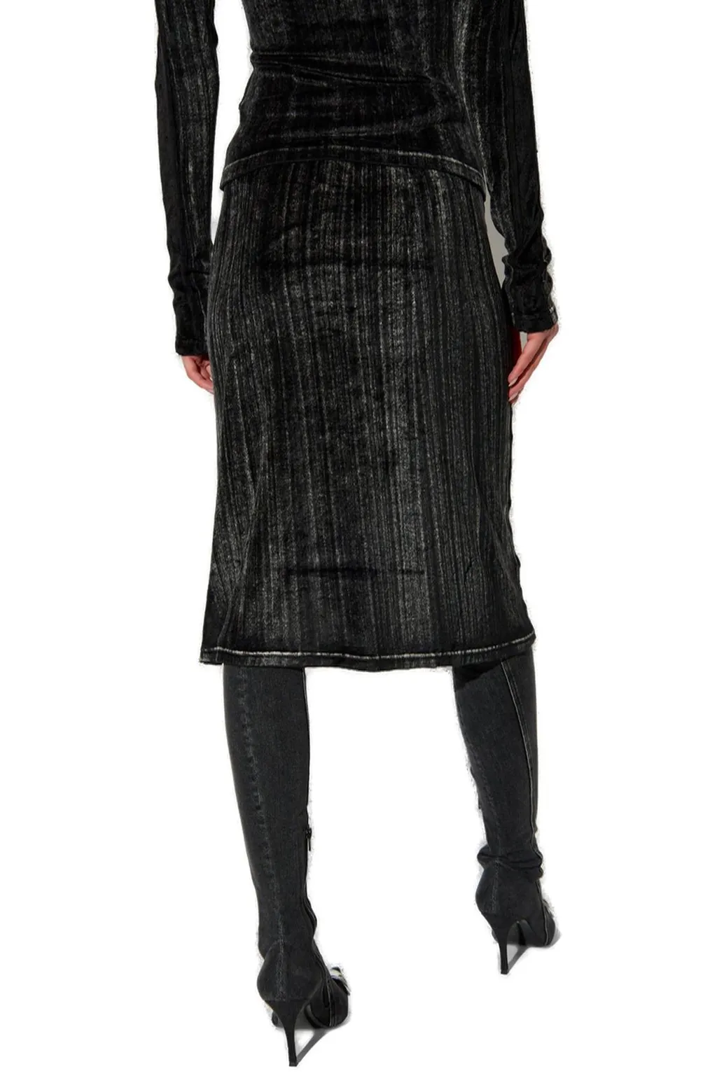 High-Waisted Faded-Effect Pencil Skirt