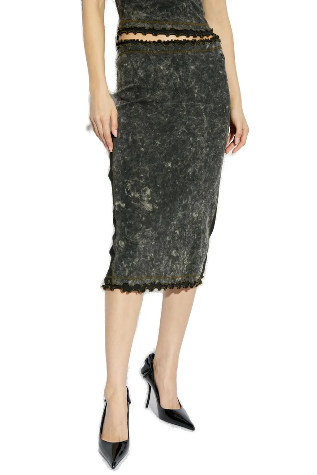 O-Meno High Waist Midi Skirt