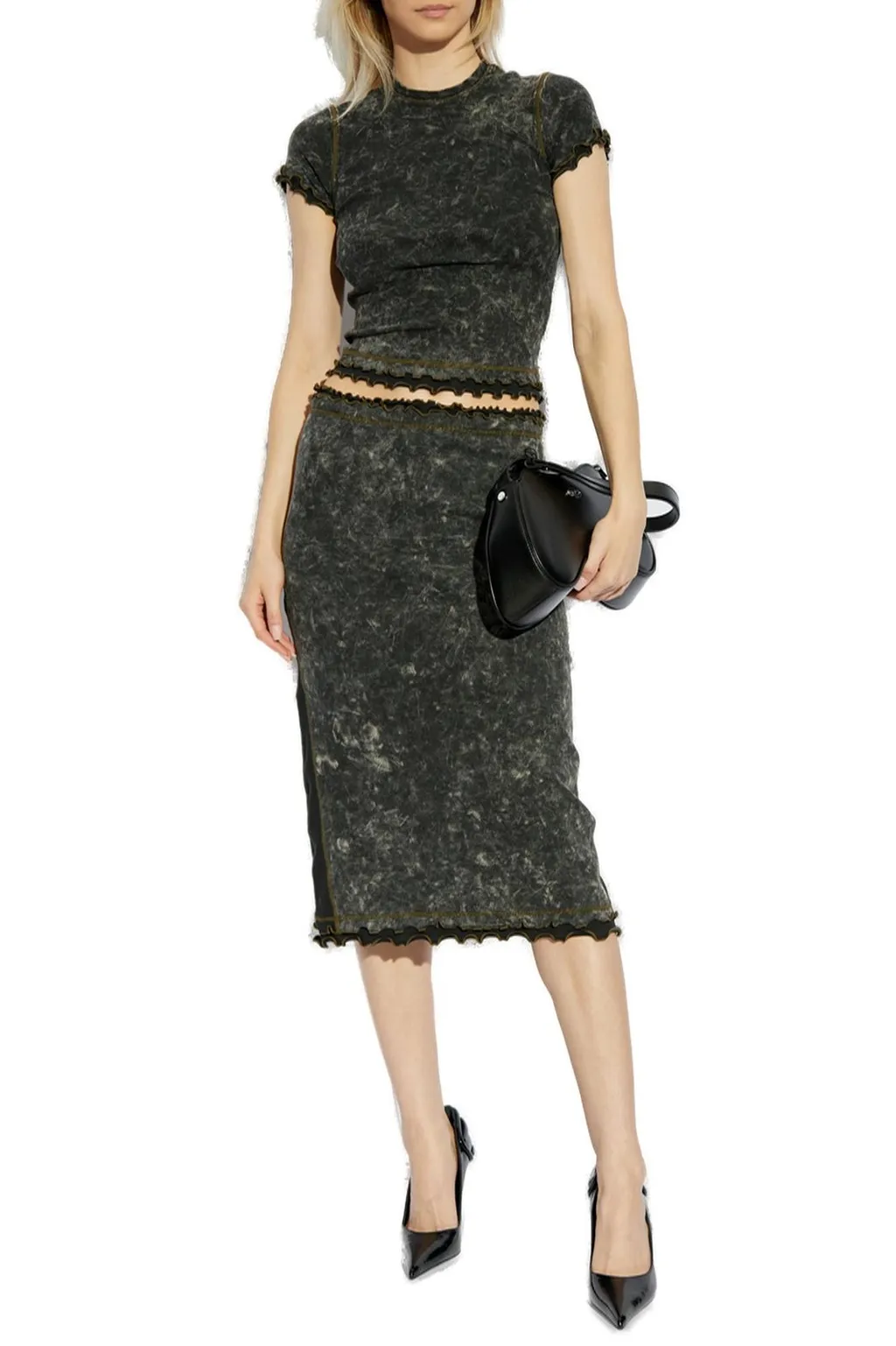 O-Meno High Waist Midi Skirt