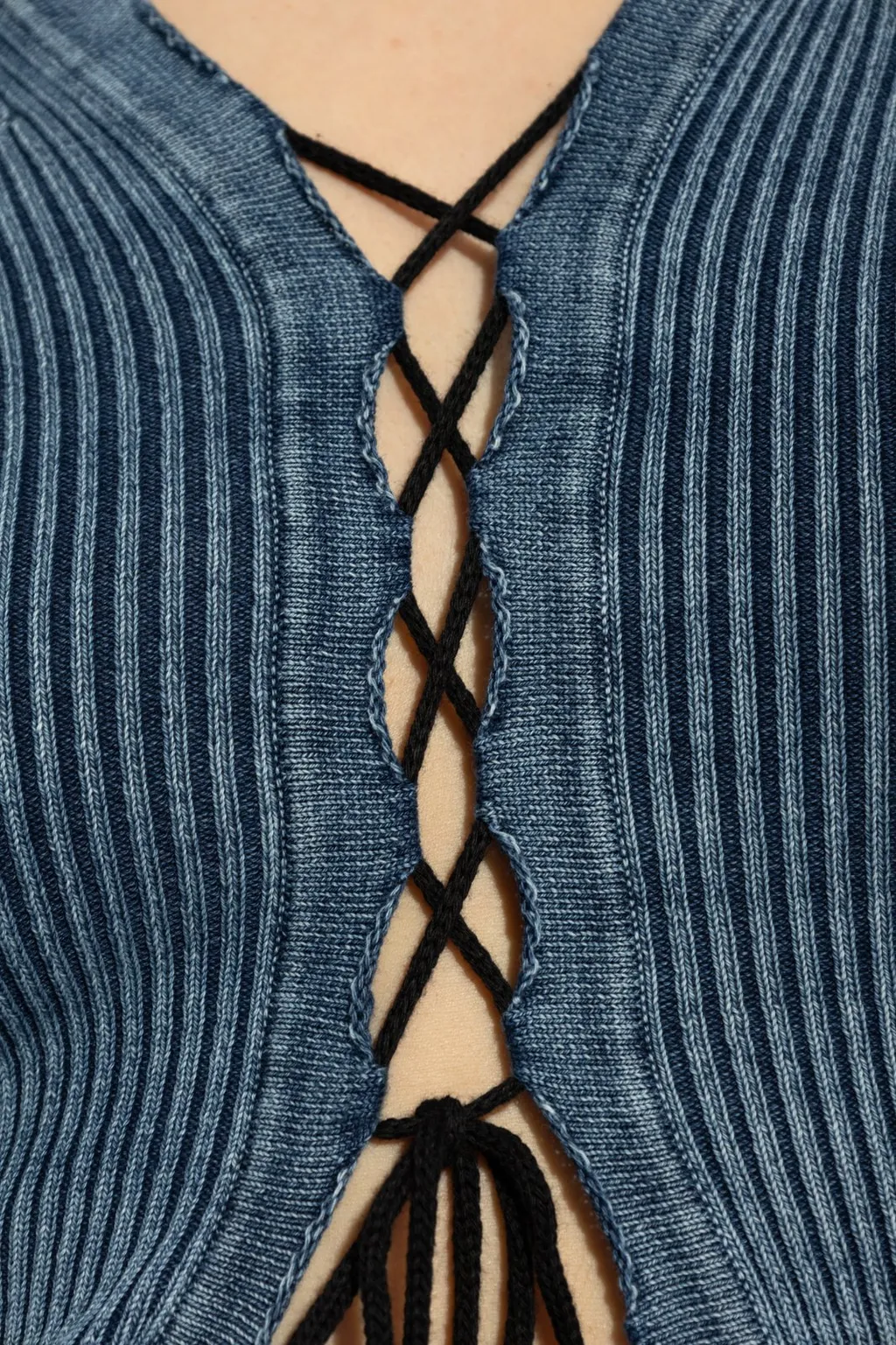 M-Acerata Lace-Up Knit Cardigan