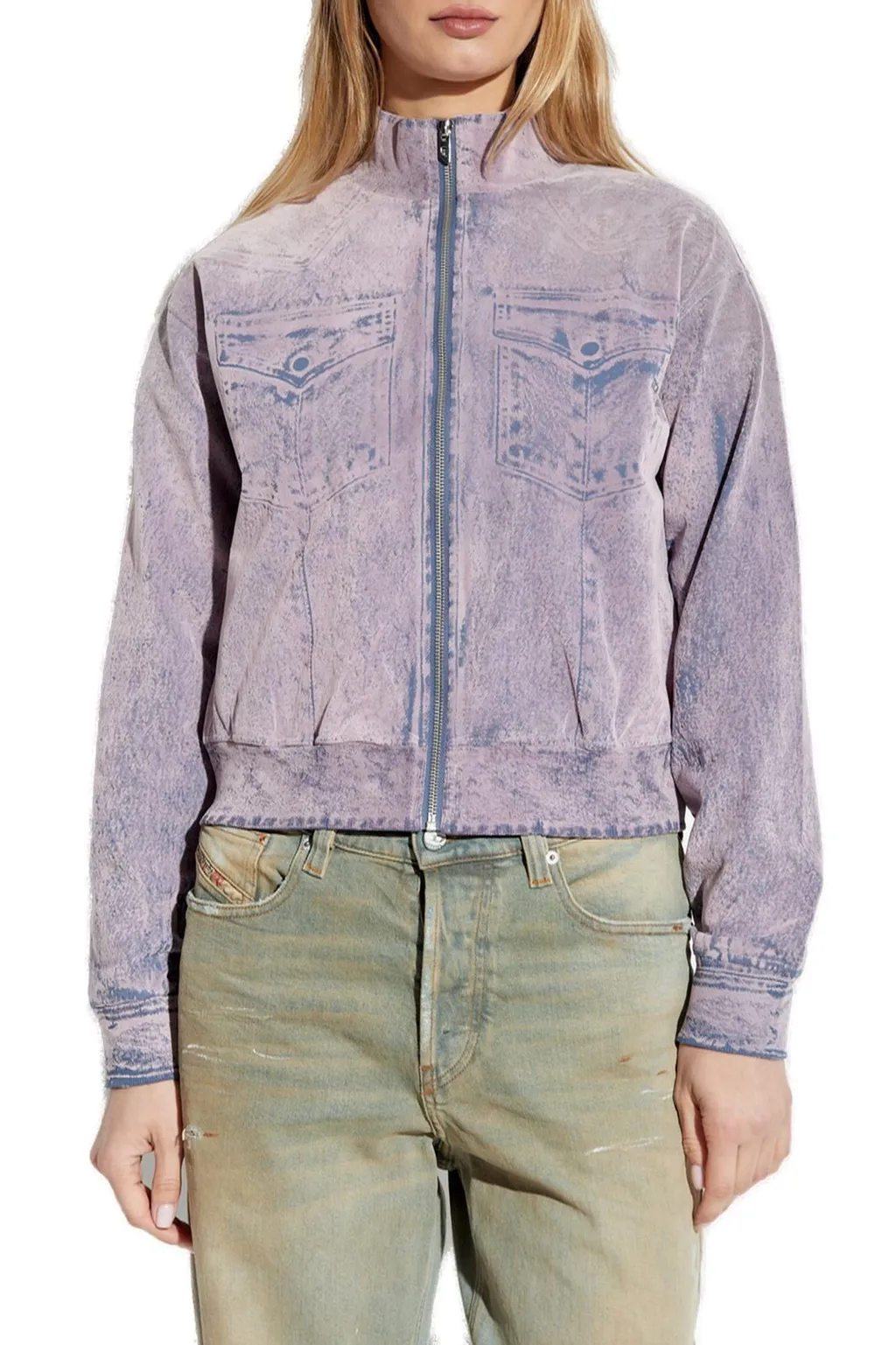 F-Slitly Zip-Up High Neck Sweatshirt