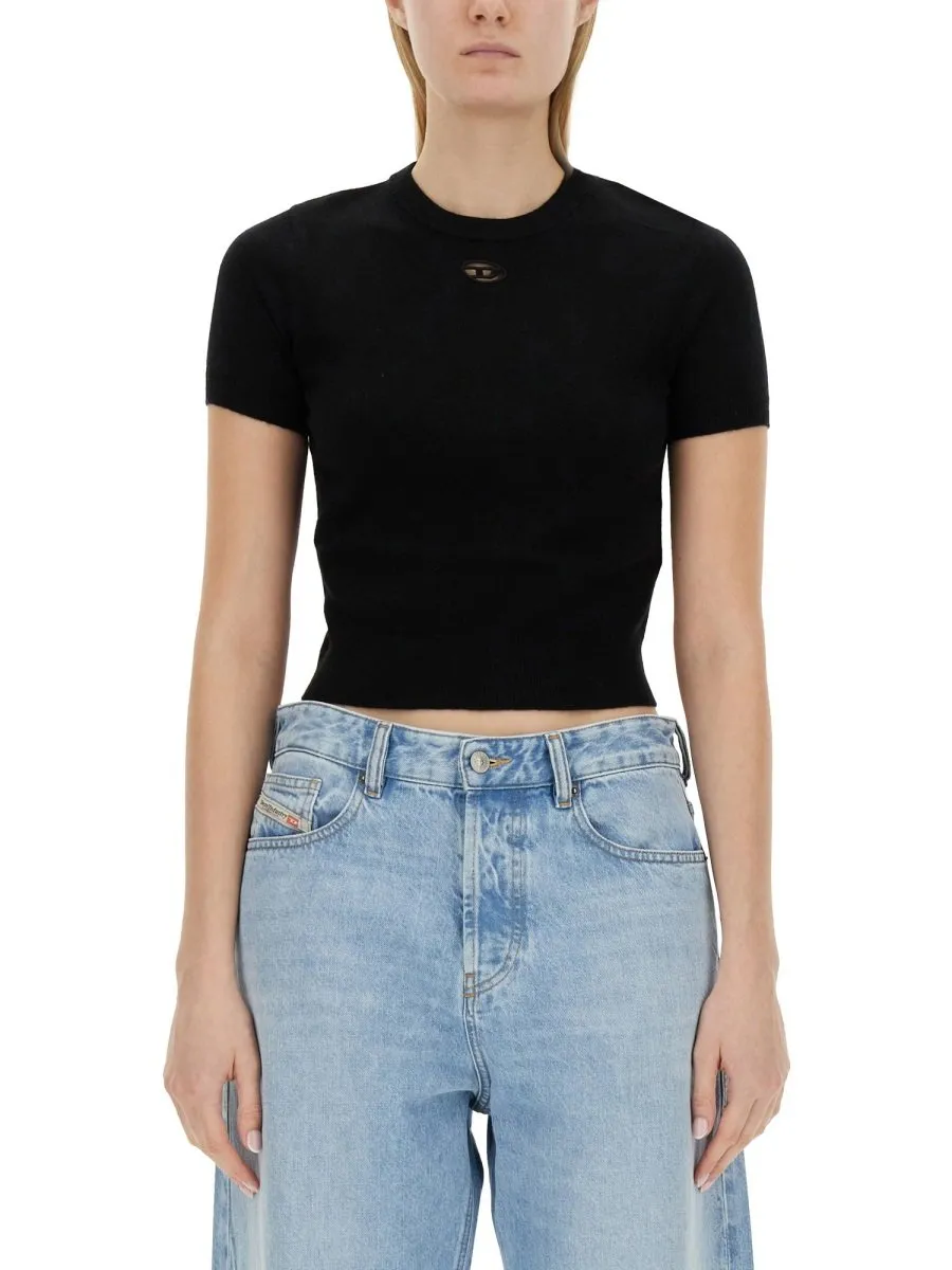 M-Arga Cut Out Logo Fine Knit Top