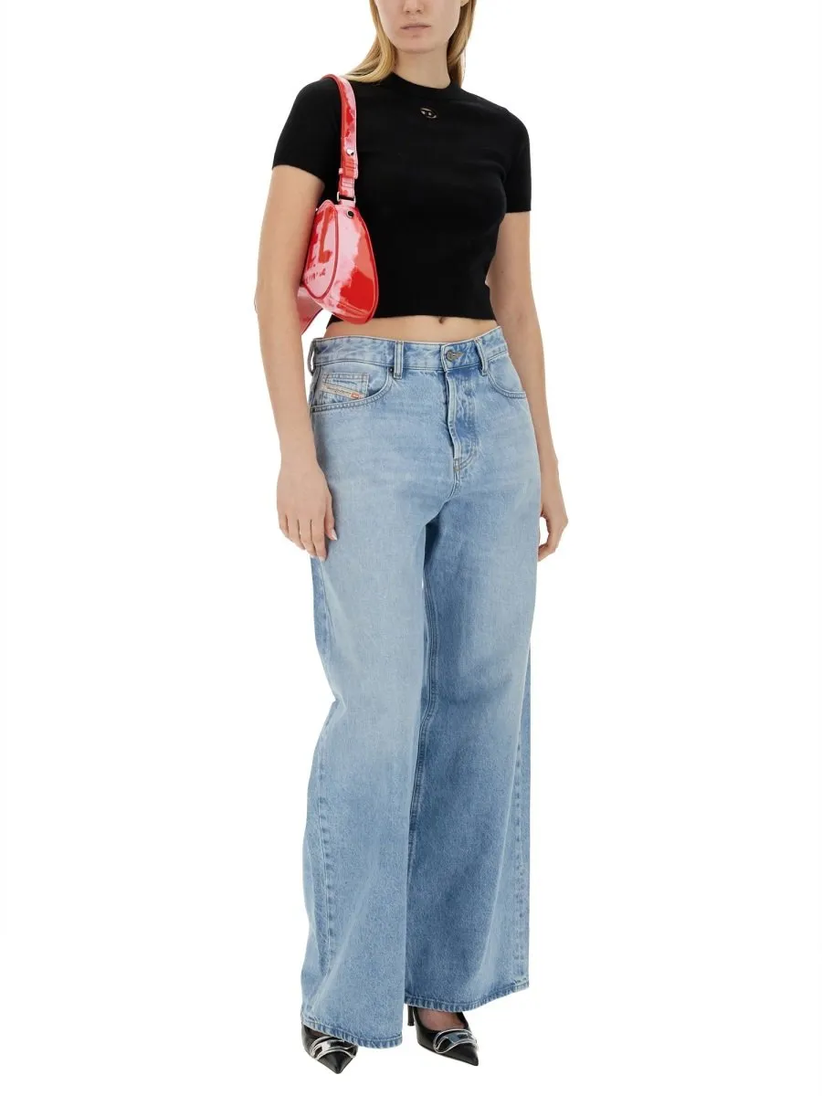 M-Arga Cut Out Logo Fine Knit Top