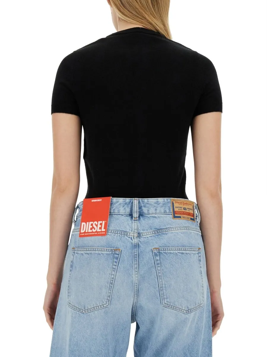 M-Arga Cut Out Logo Fine Knit Top