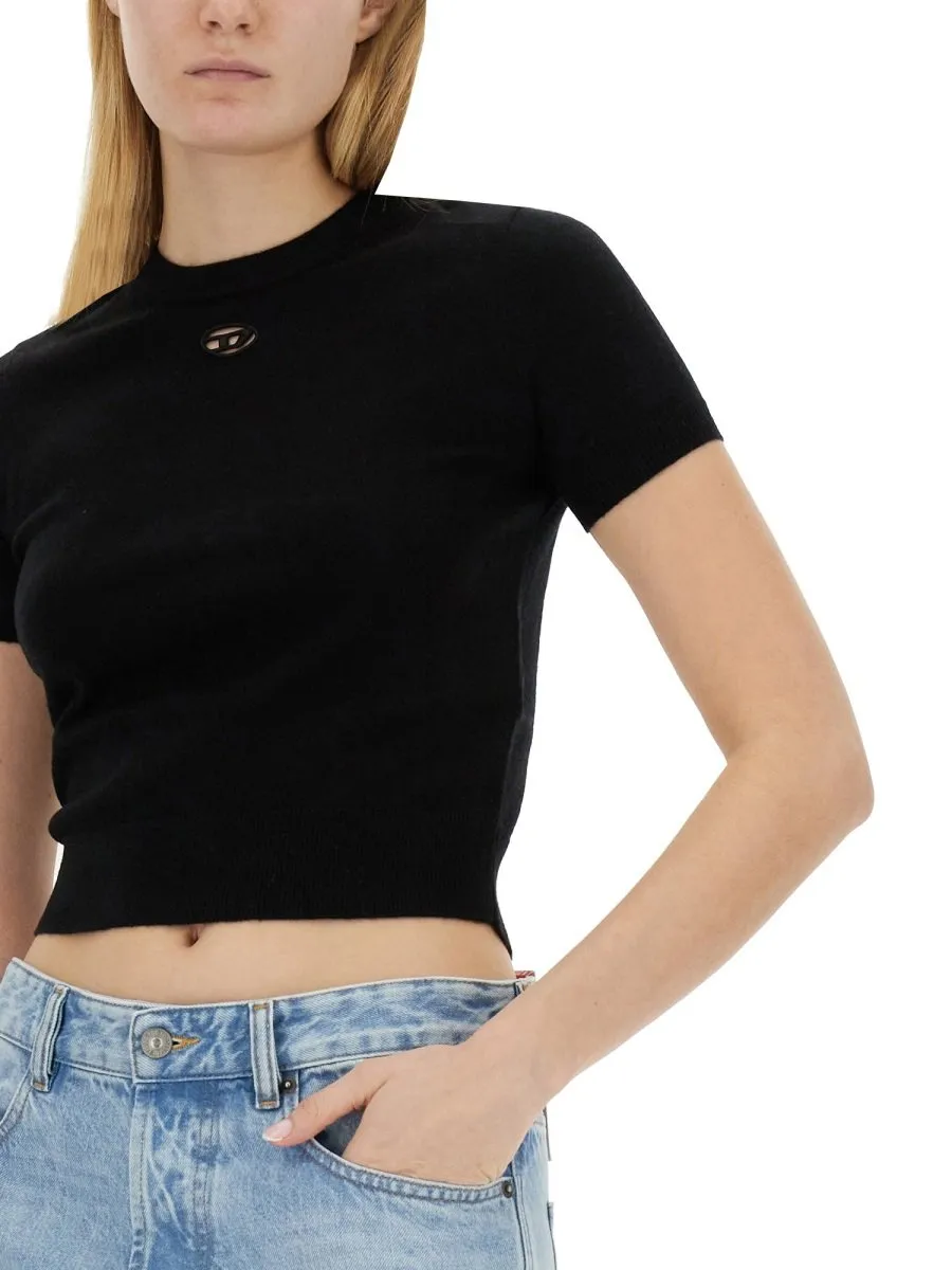 M-Arga Cut Out Logo Fine Knit Top