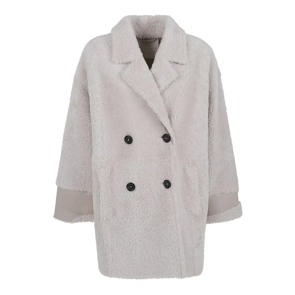 Double-Breasted Shearling Coat