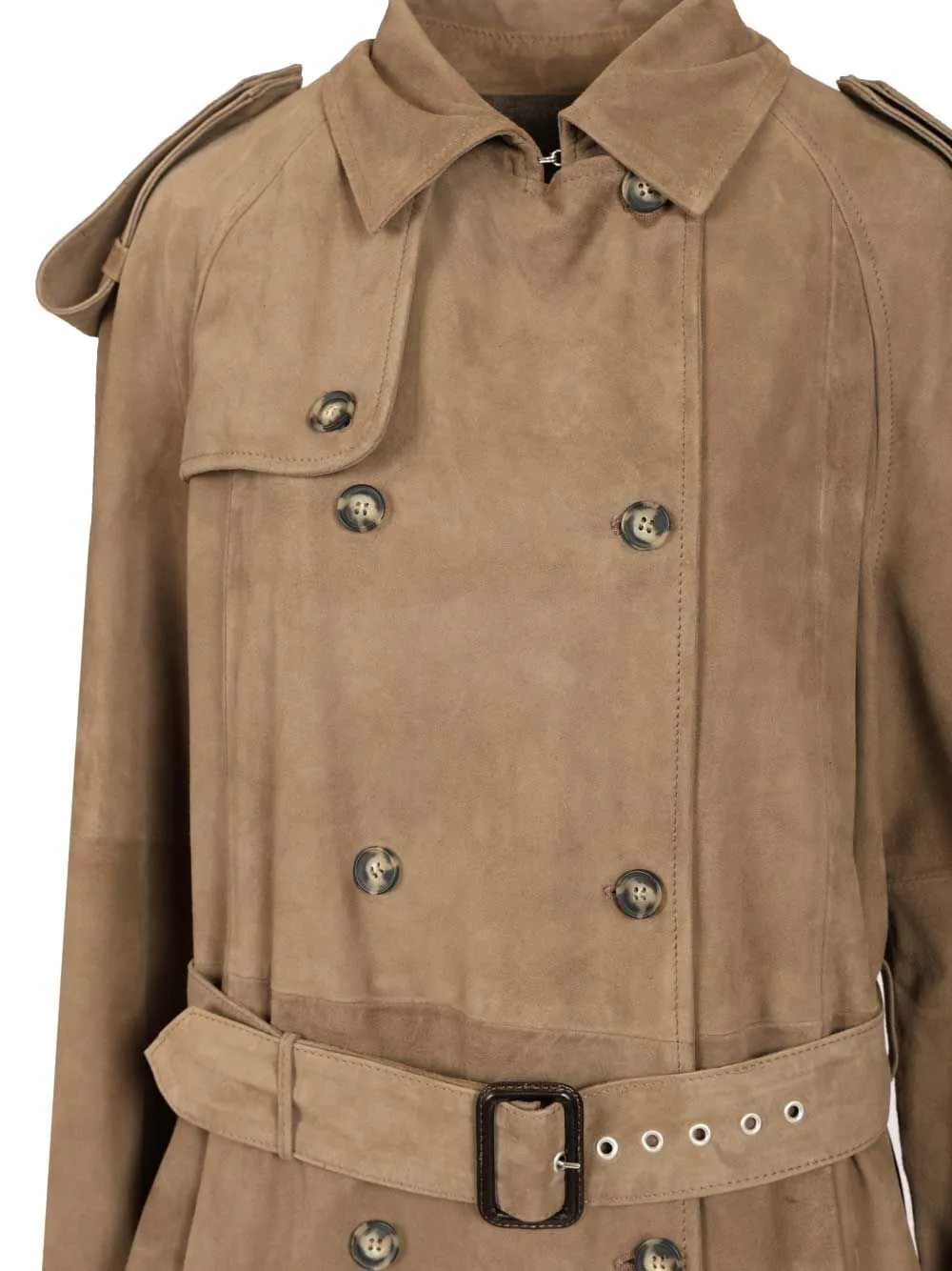 Belted Suede Trench Coat