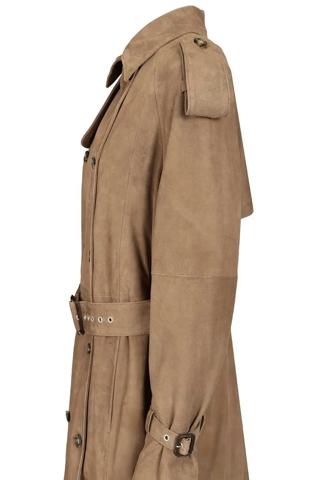 Belted Suede Trench Coat
