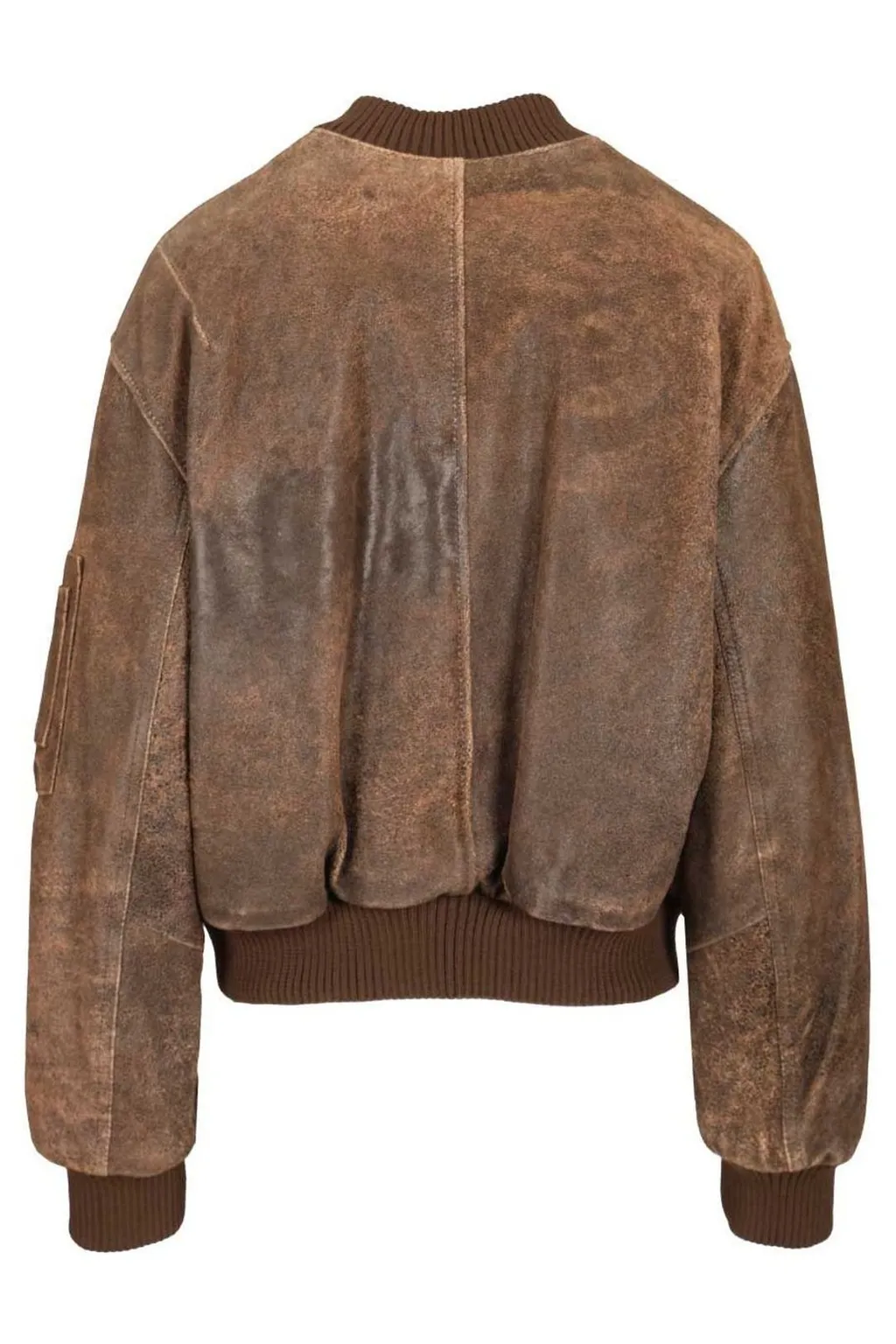 Zipped Leather Bomber Jacket