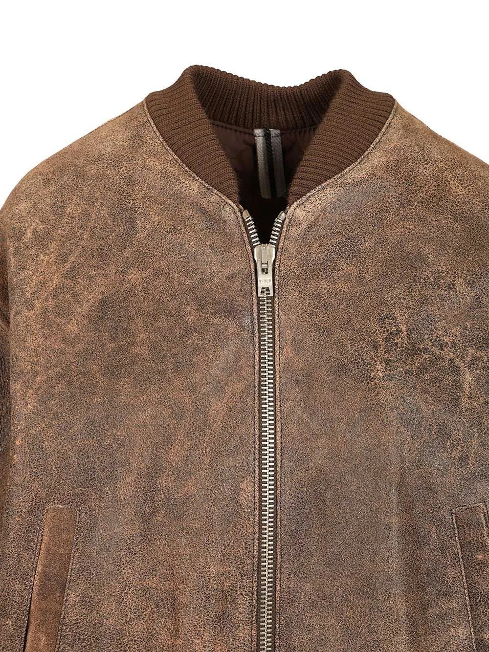 Zipped Leather Bomber Jacket