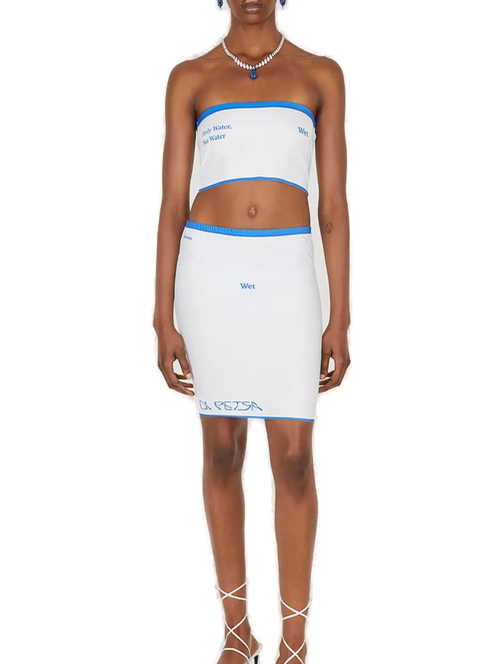 Wet Script Elasticated Waistband Mini Skirt