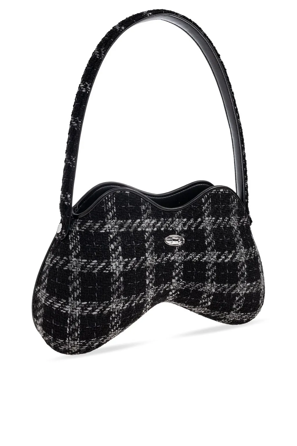 Houndstooth Motif Double-D-Shoulder Bag