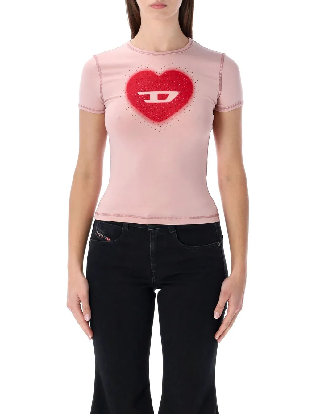 Heart Printed Crewneck T-Shirt