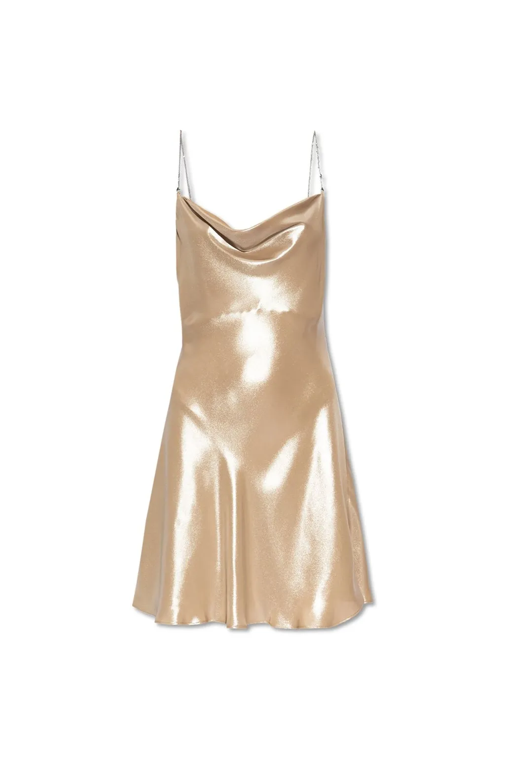 D-Minty Cowl-Neck Short Metallic Dress