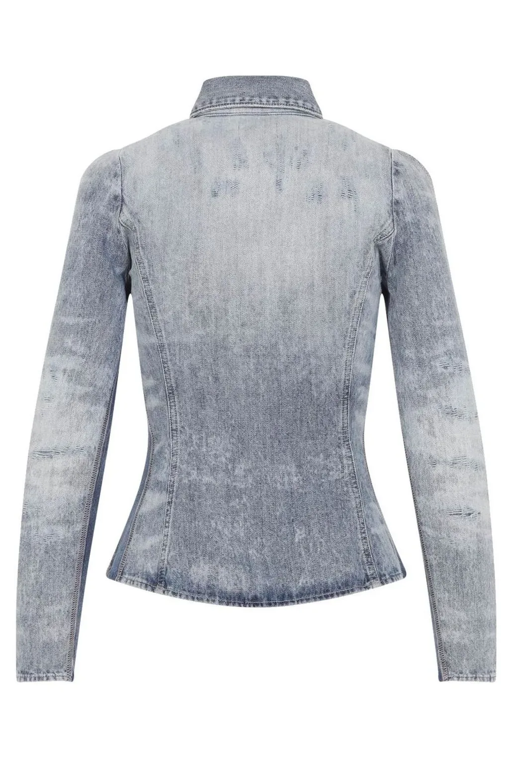 D-Simp-Fsh Distressed Honeycomb Denim Shirt