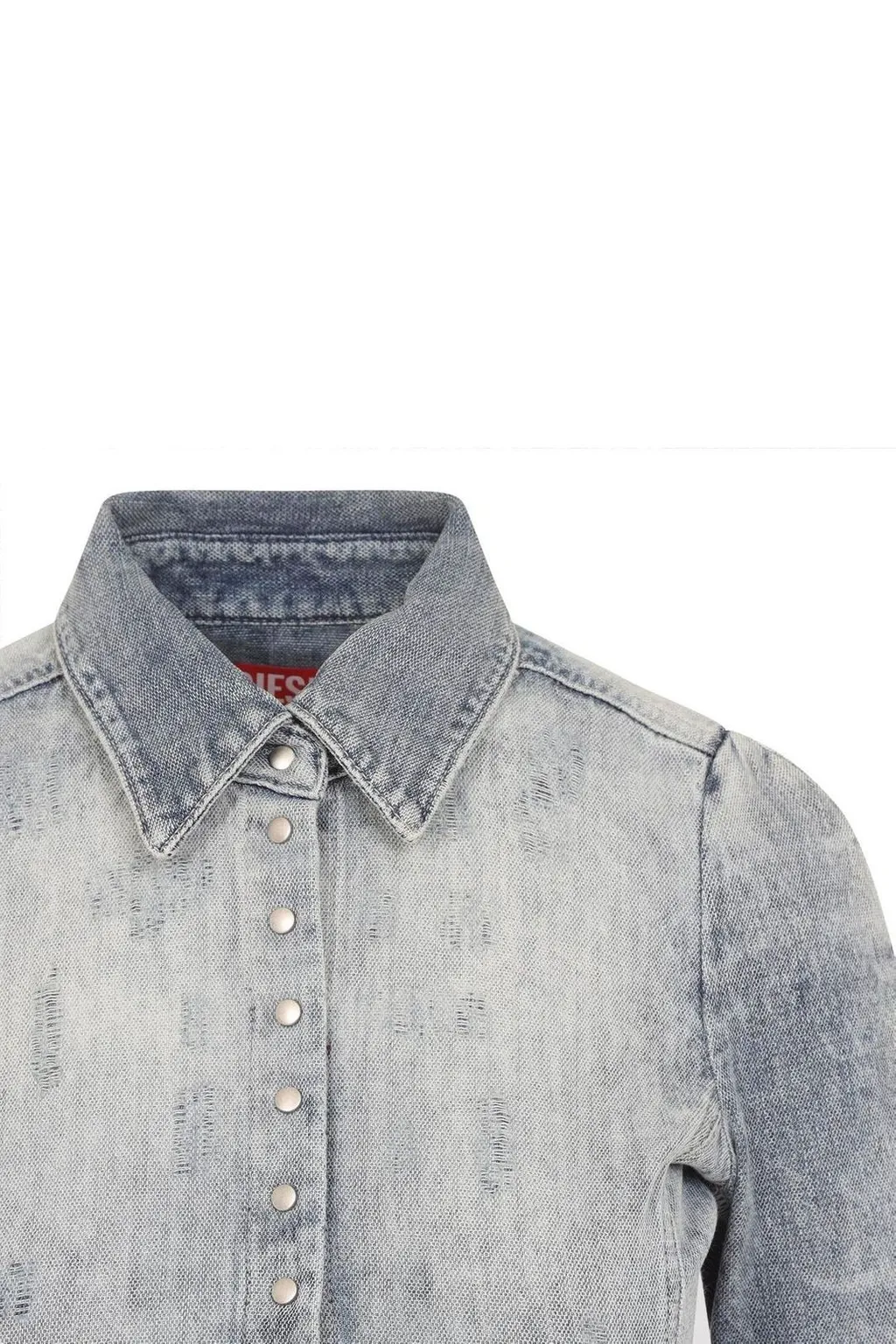 D-Simp-Fsh Distressed Honeycomb Denim Shirt