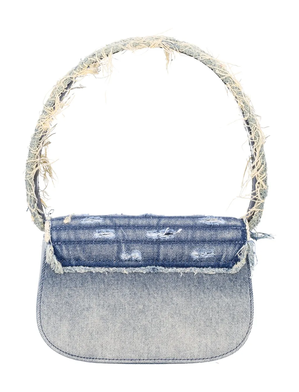 1-Dr Embellished Distressed Denim Shoulder Bag