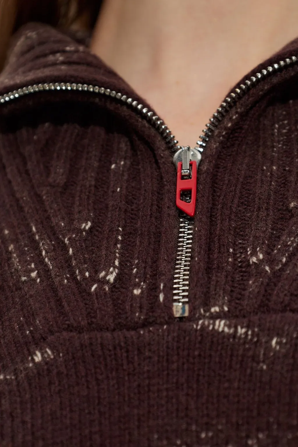 M-Marcellette Half-Zip Distressed Jumper