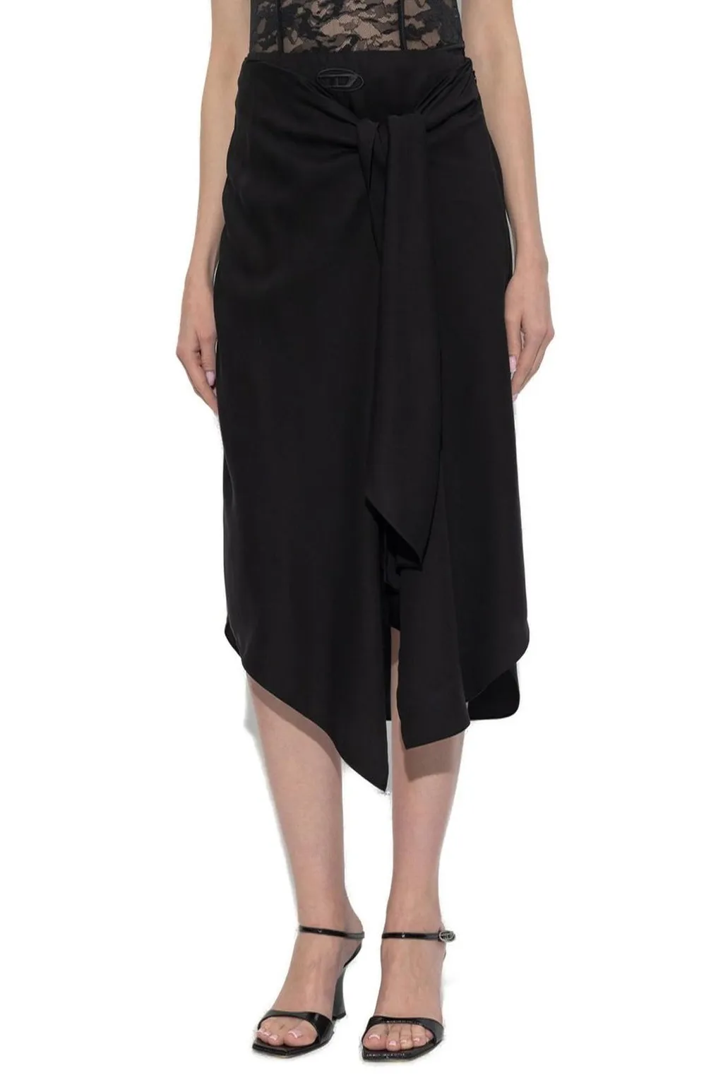 Logo Plaque Draped Skirt