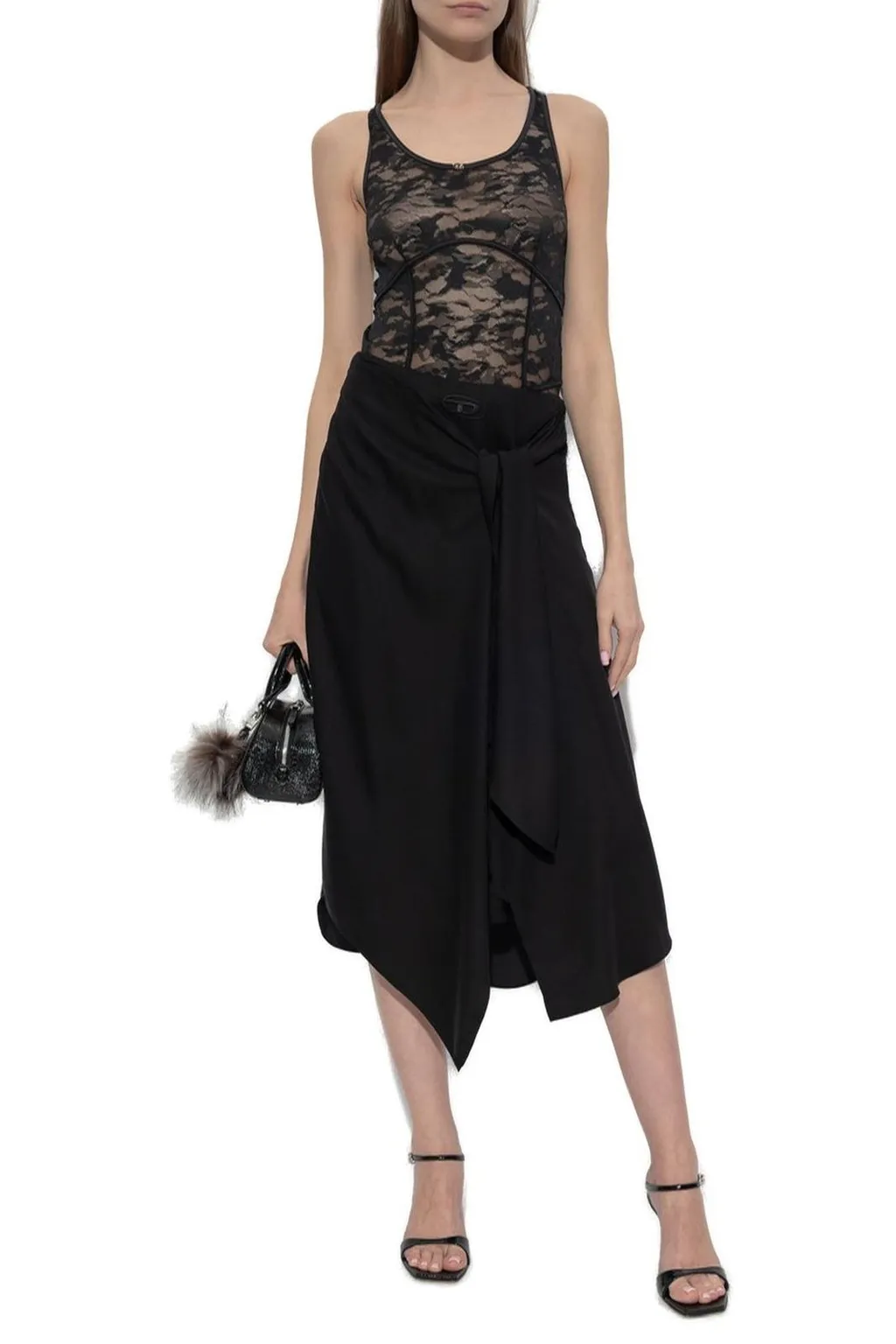 Logo Plaque Draped Skirt