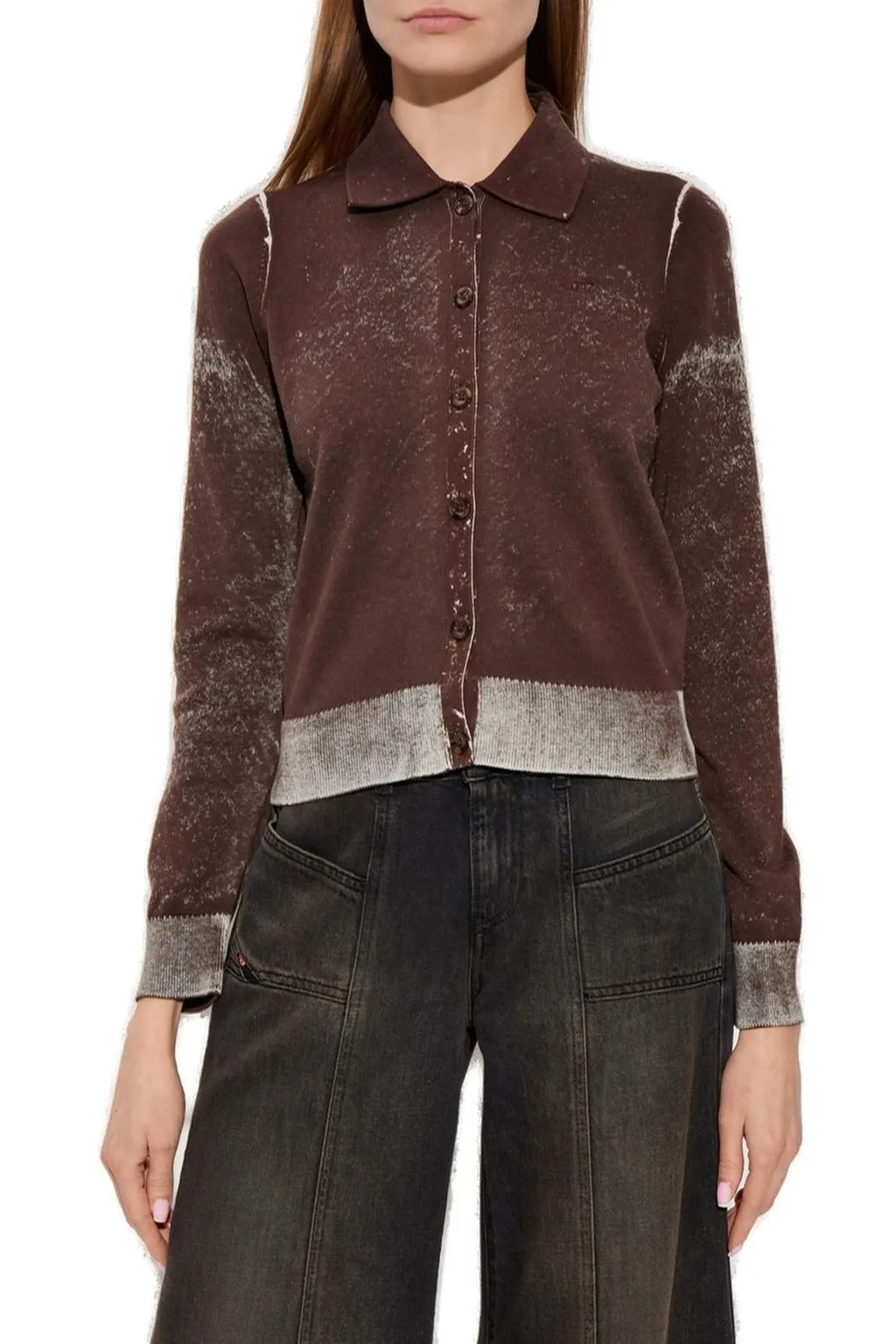 M-Loren Faded Reverse Printed Cardigan