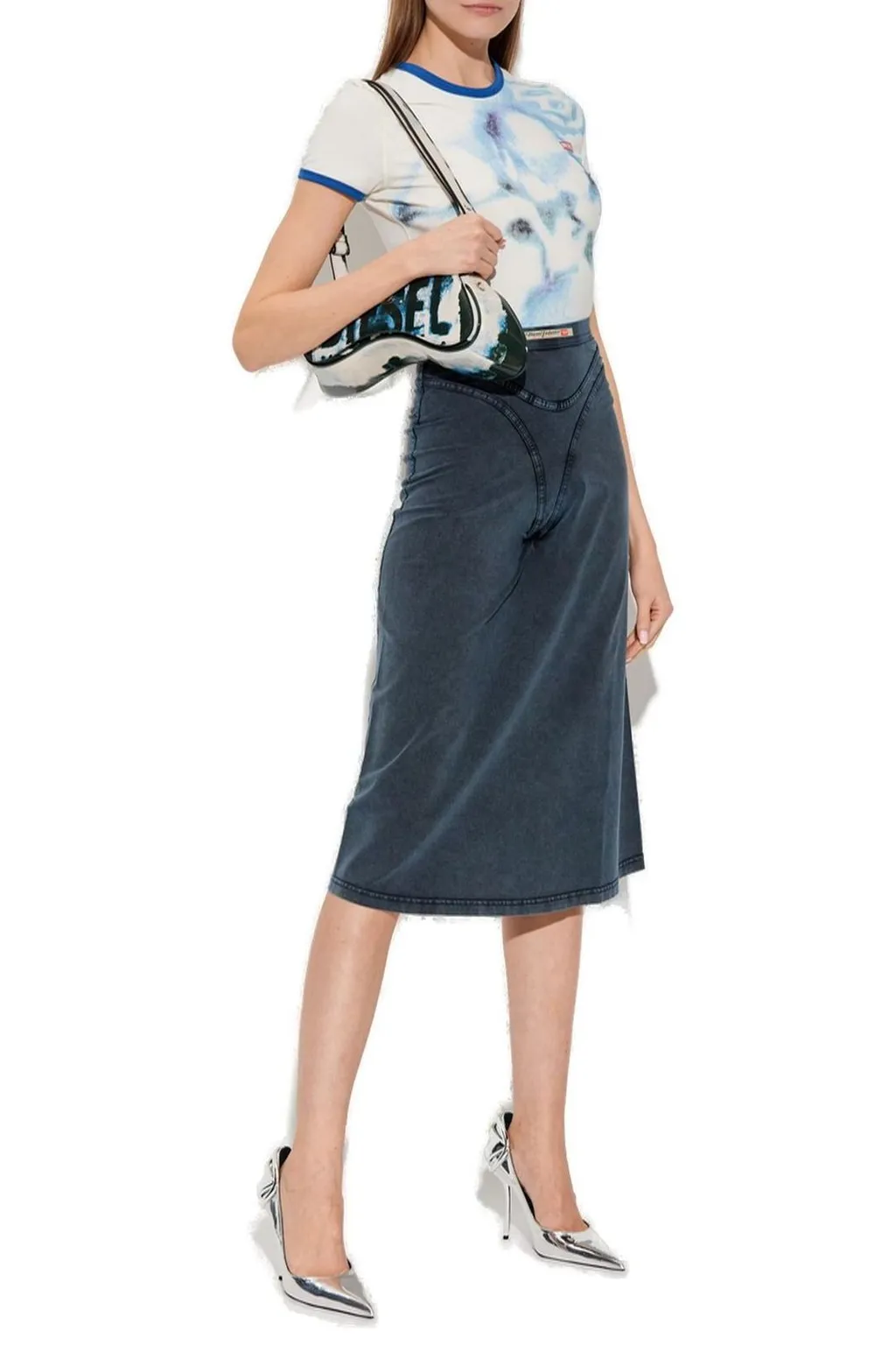 O-Alline Logo Patch Midi Skirt