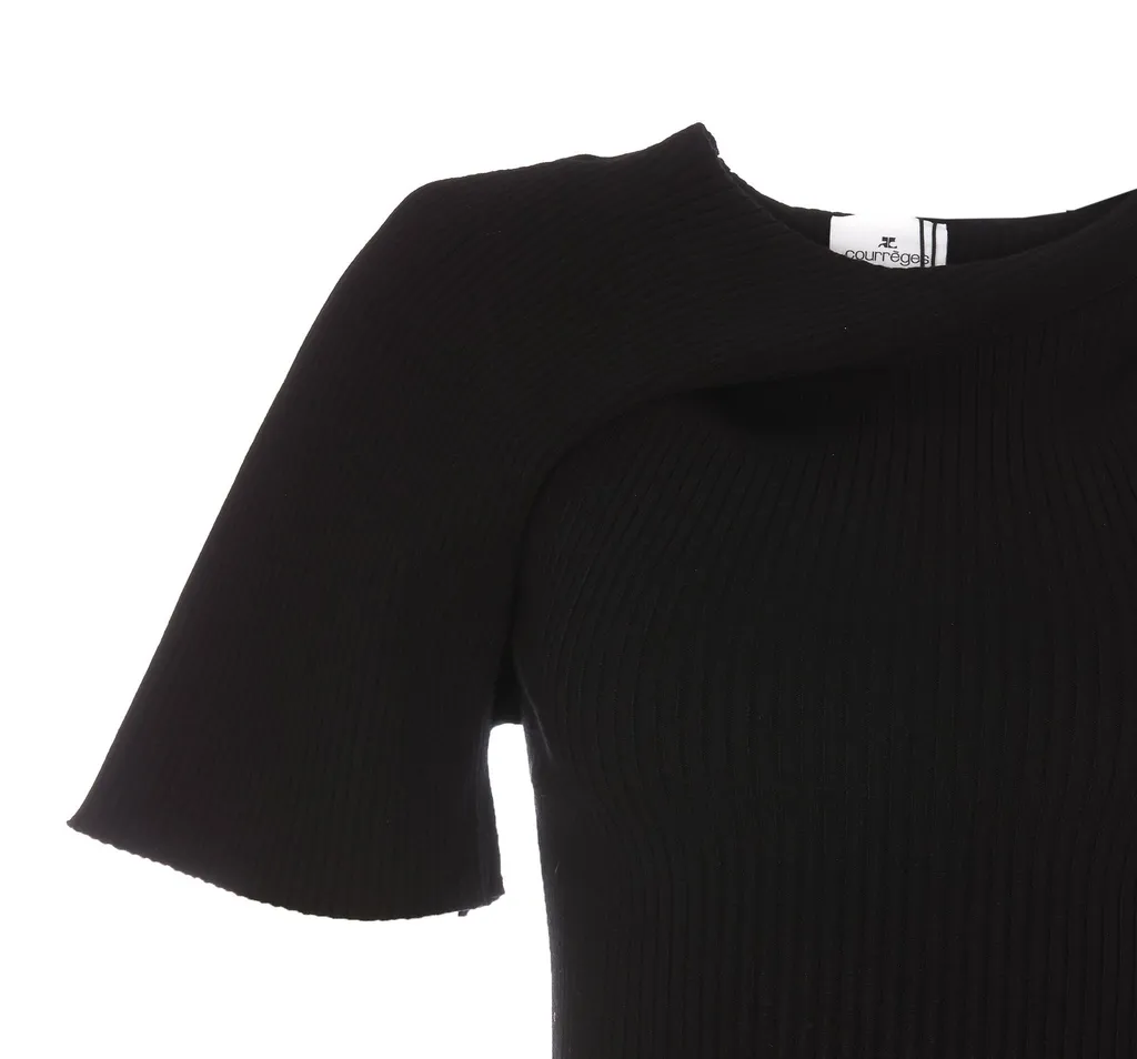 Asymmetric Ribbed-Knit One-Sleeved Top