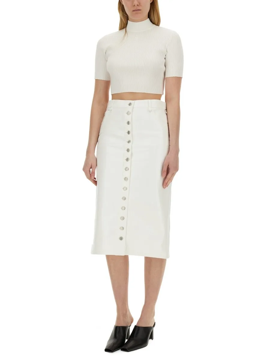 Mockneck Rib Knit Cropped Top