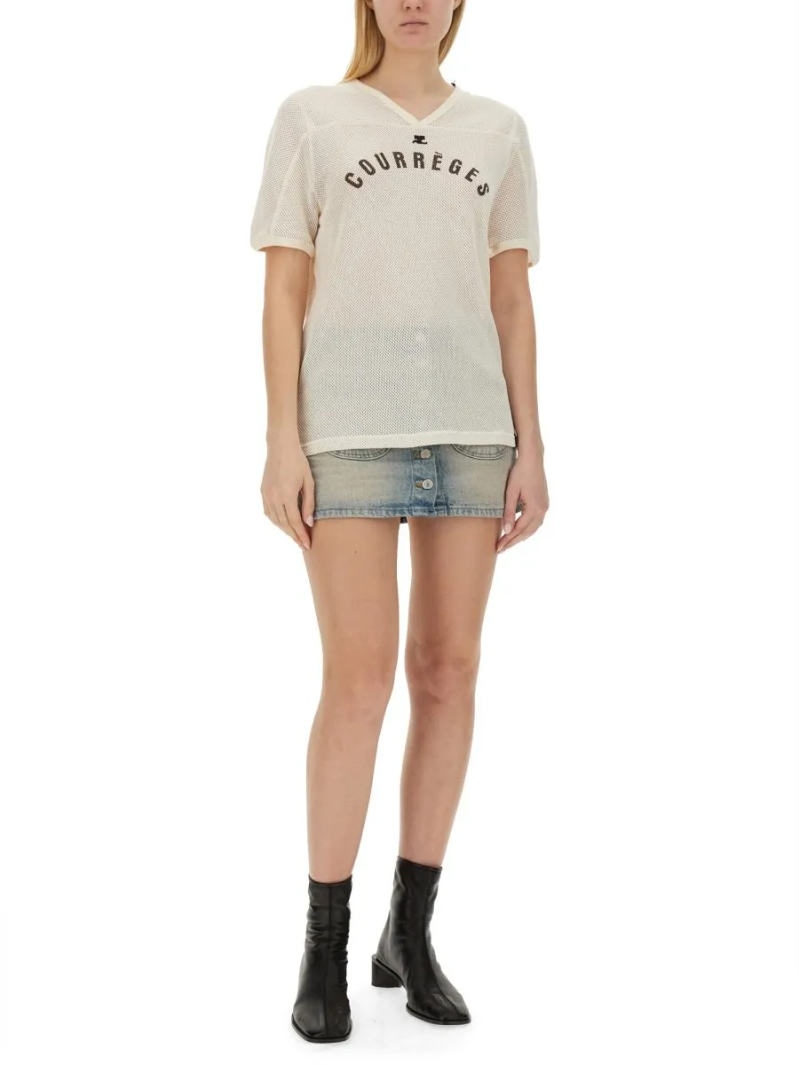 Logo Printed Mesh T-Shirt