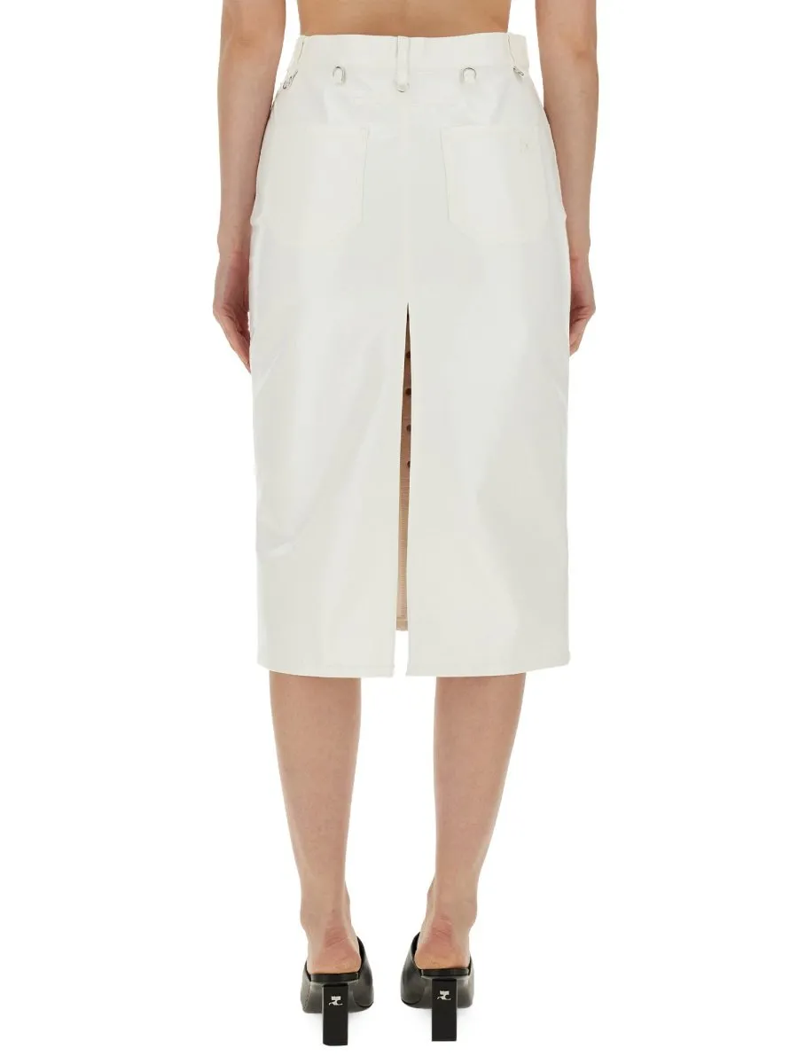 Button-Up Vinyl Skirt