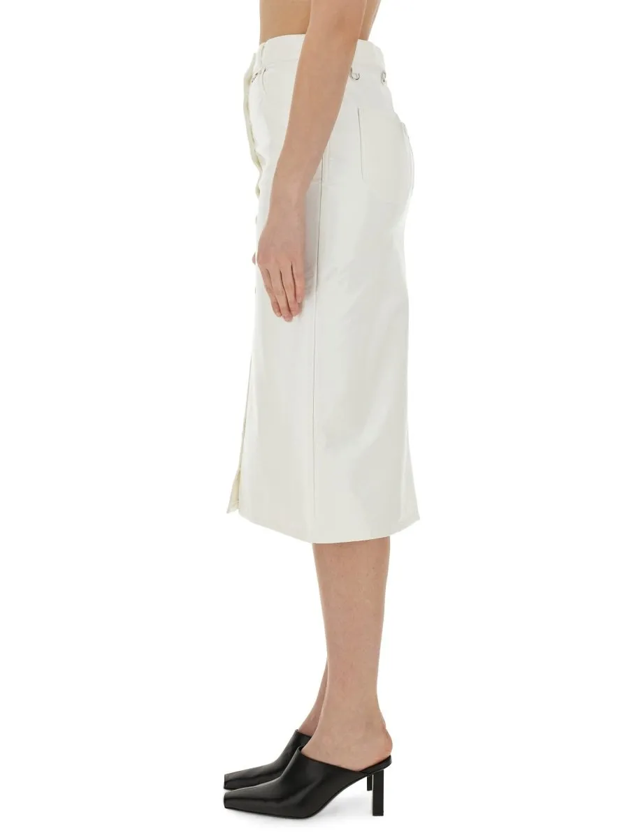 Button-Up Vinyl Skirt