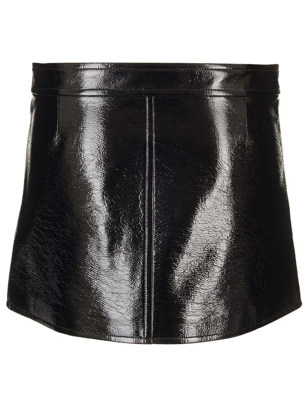 Buckle Zipped Vinyl Mini Skirt