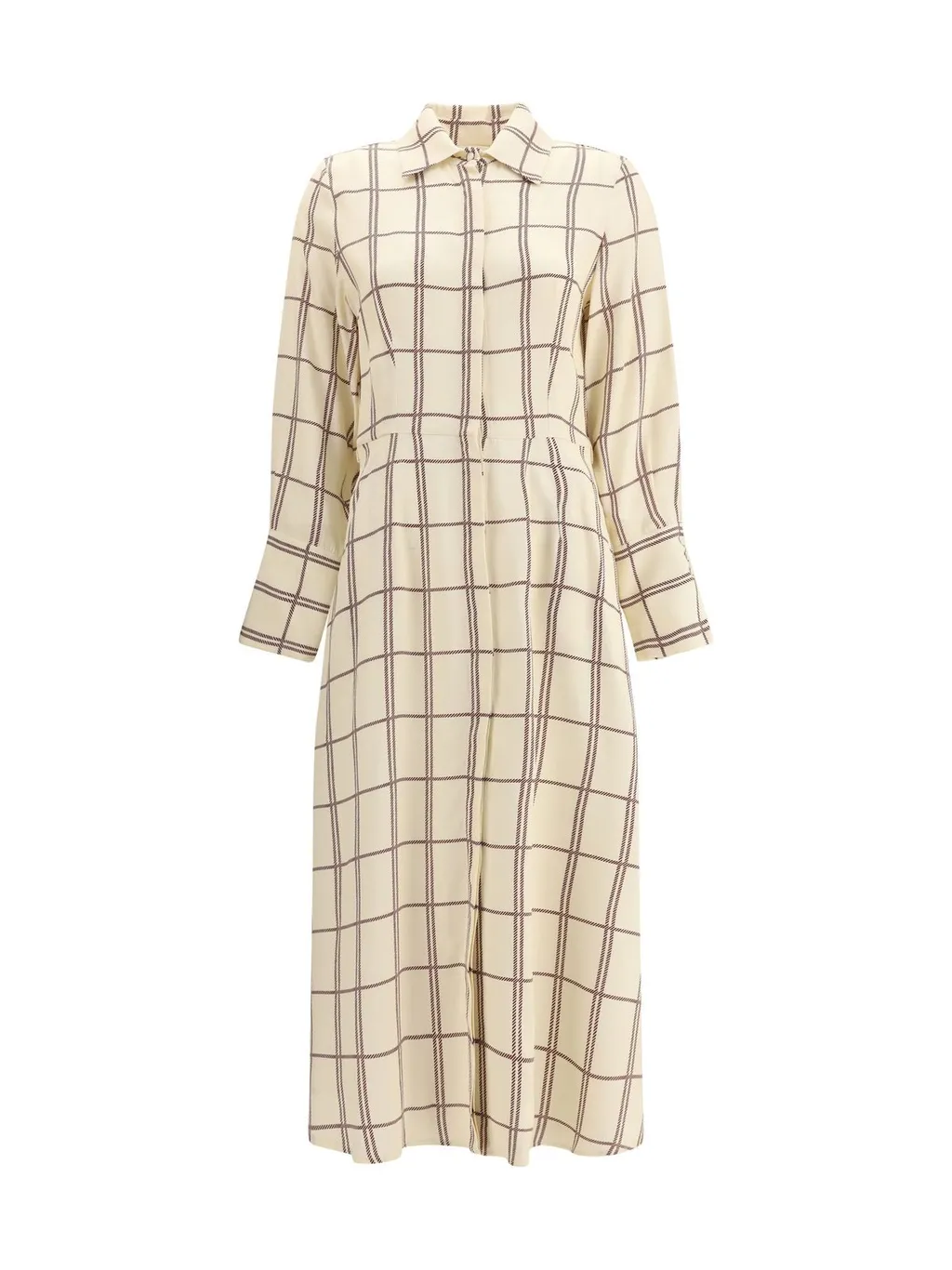 Bordeaux Checked Midi Dress