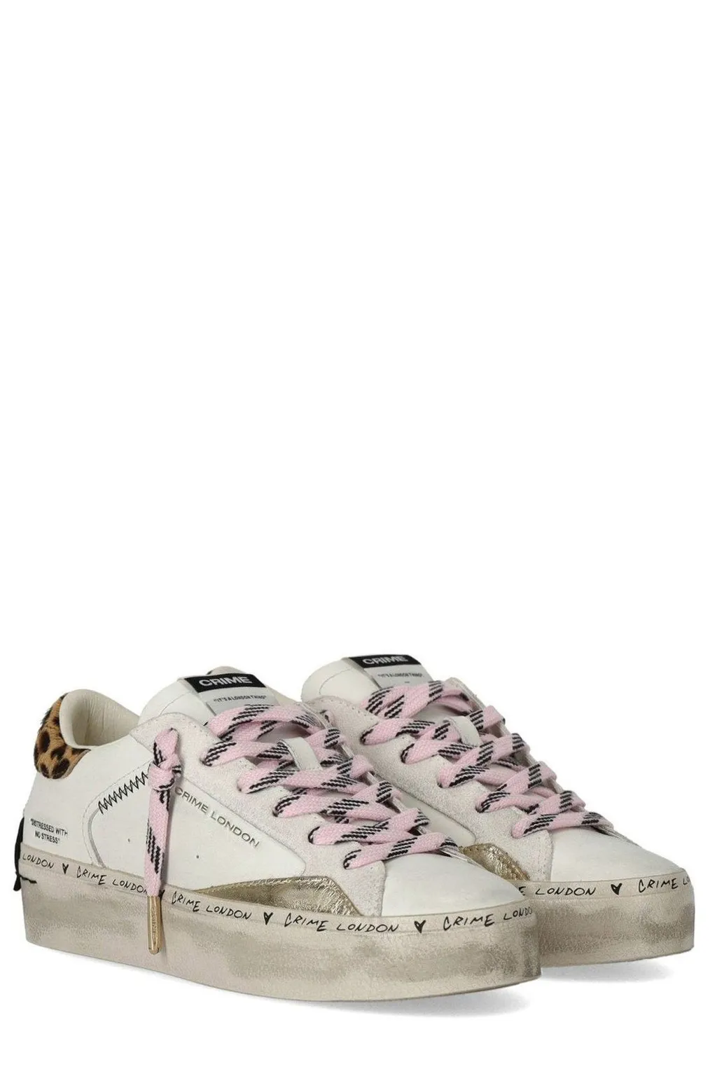 Distressed Lace-Up Sneakers